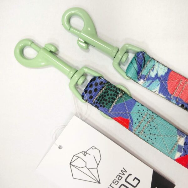 smycz taśmowa z nadrukiem kolaż pistacjowe okucia