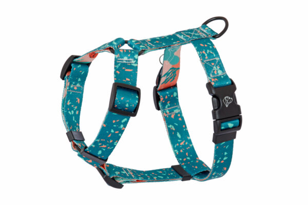 nowoczesne szelki dla psa od projektanta zielone mozaika terazzo warsaw dog confetti