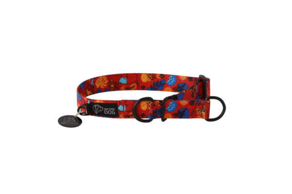 red semi-choke collar dog print