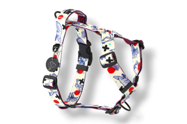 dog harness with a handle and an additional leash clip magic forest