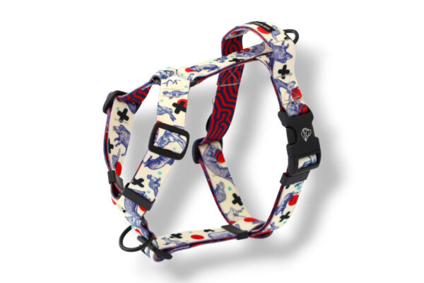 dog harness with a handle and an additional leash clip magic forest