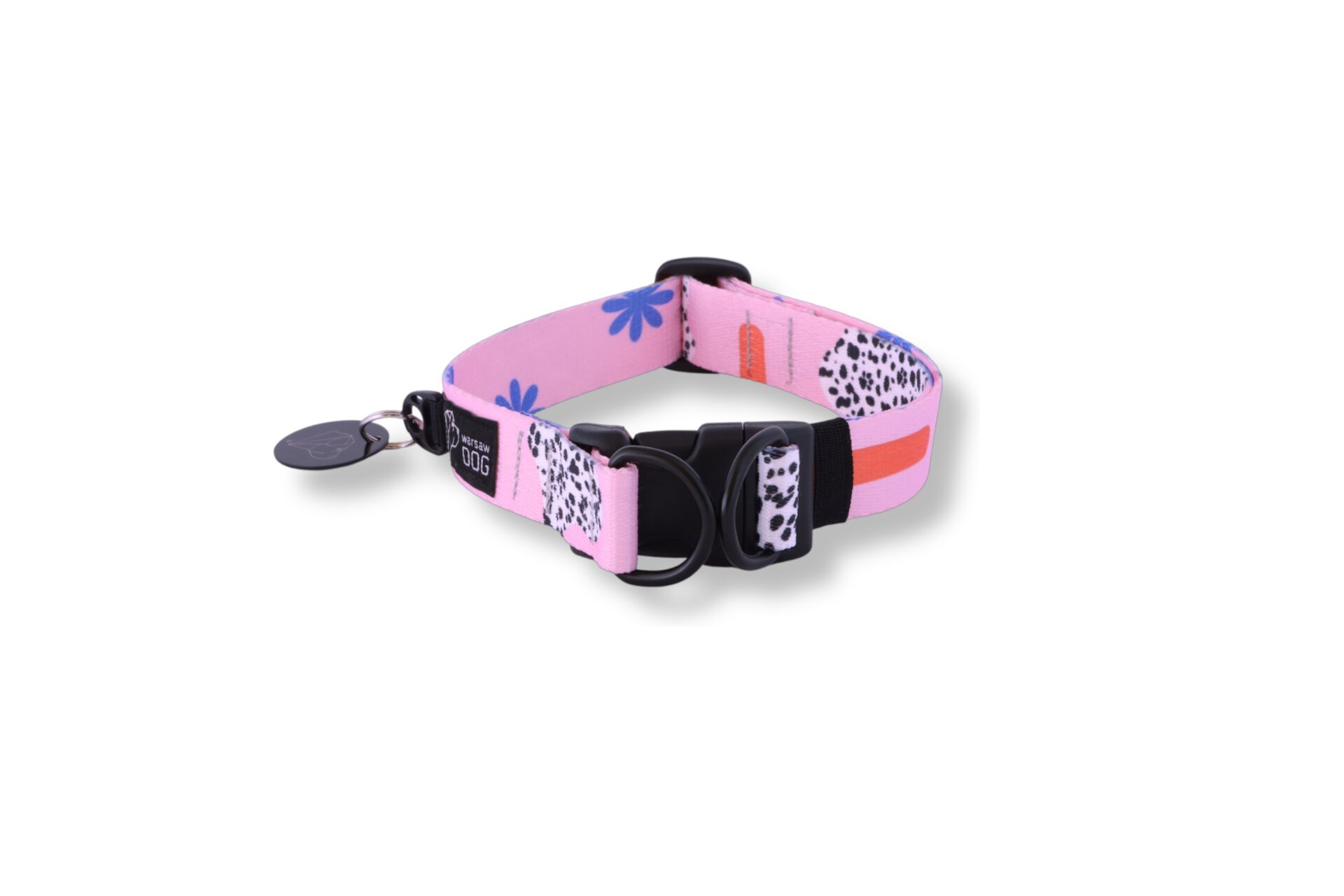obroża z klamrą i adresatką Pinky Promise double lock
