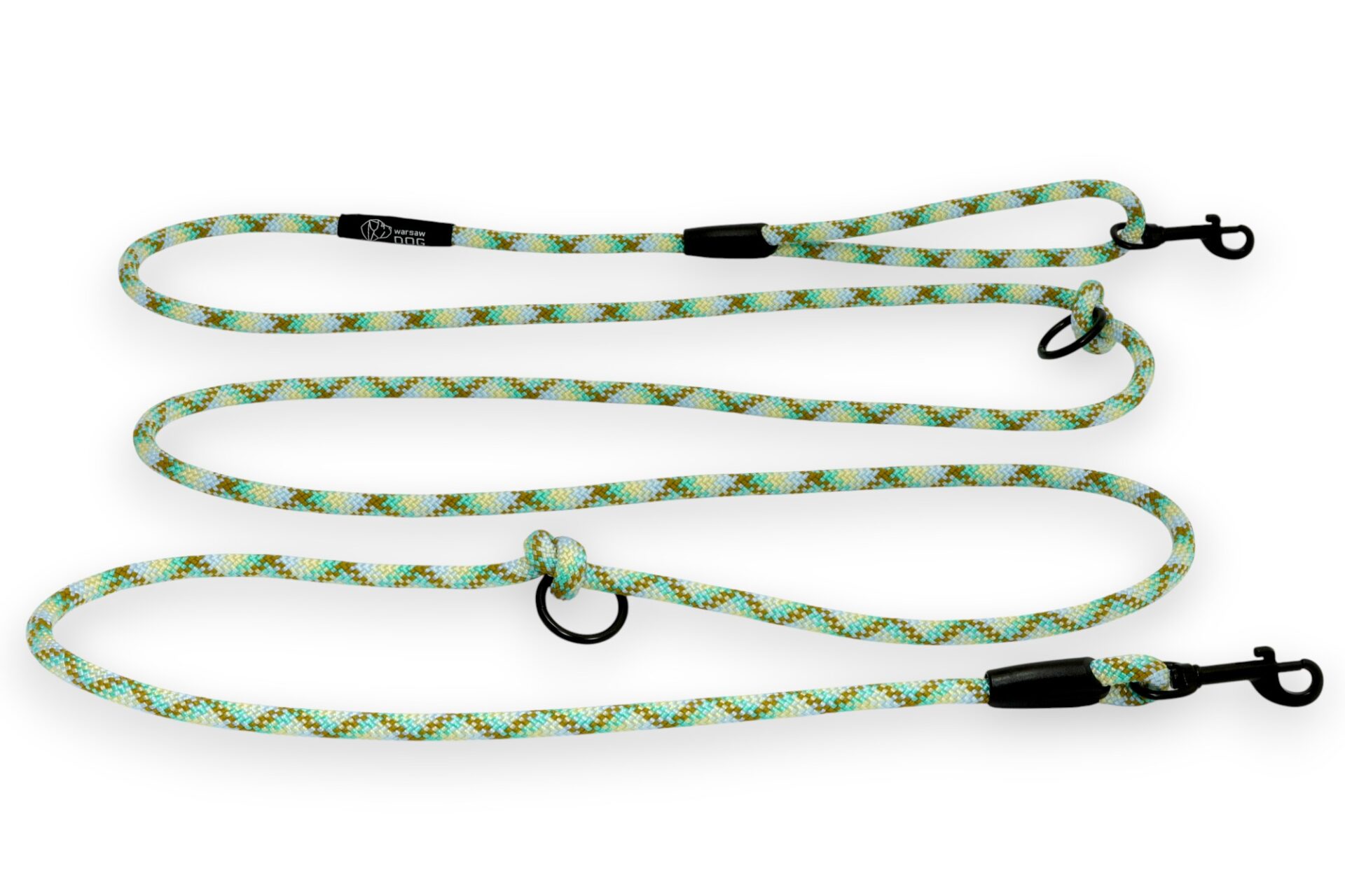 smycz okrągła linkowa przepinana regulowana piękna warsaw dog zielona brązowa smycz okrągła linkowa przepinana regulowana piękna warsaw dog zielona brązowa